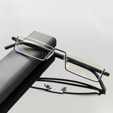 Blue light Blocking Reading Glasses for Men Metal Frame Readers Magnifier Presbyopia Lens Eyewear With Case +1.25+1.75+2.25