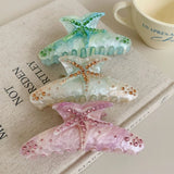 YHJ Starfish Hair Claw for Women Rhinestone Acetate Claw Clip Vacation Jewelry Hair Clip Trendy Claw Clips Hair Accessories