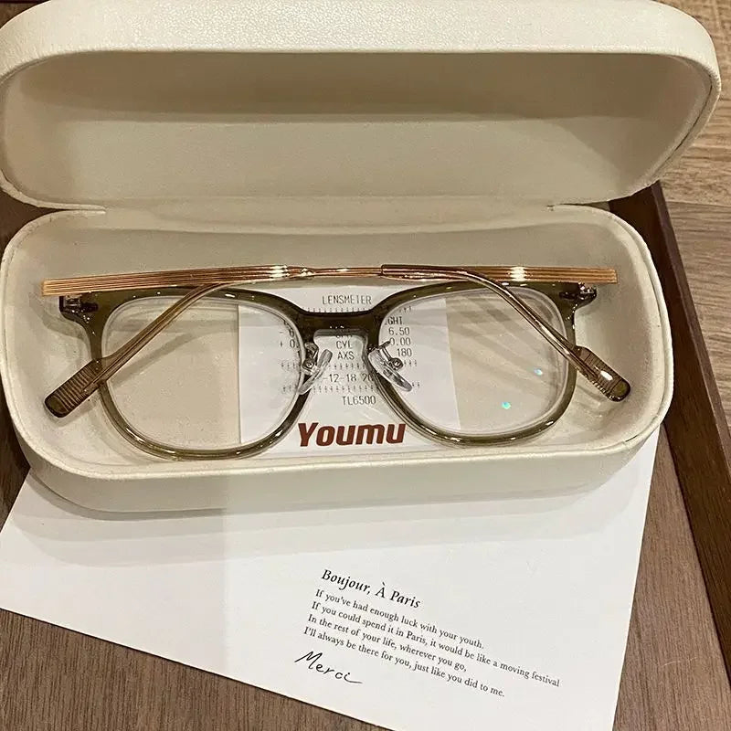 0 ~ -6.0 Myopia Glasses  Blue Light Resistant Flat Glasses Oval Resin Lenses Men Computer Optical Eyeglasses Unisex