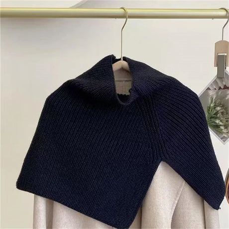 Women Clothing 2023 Autumn Winter Shawl Casual Simple Solid Colour Thermal Scarf Knitted Shoulder Cape Turtleneck Sweater Women