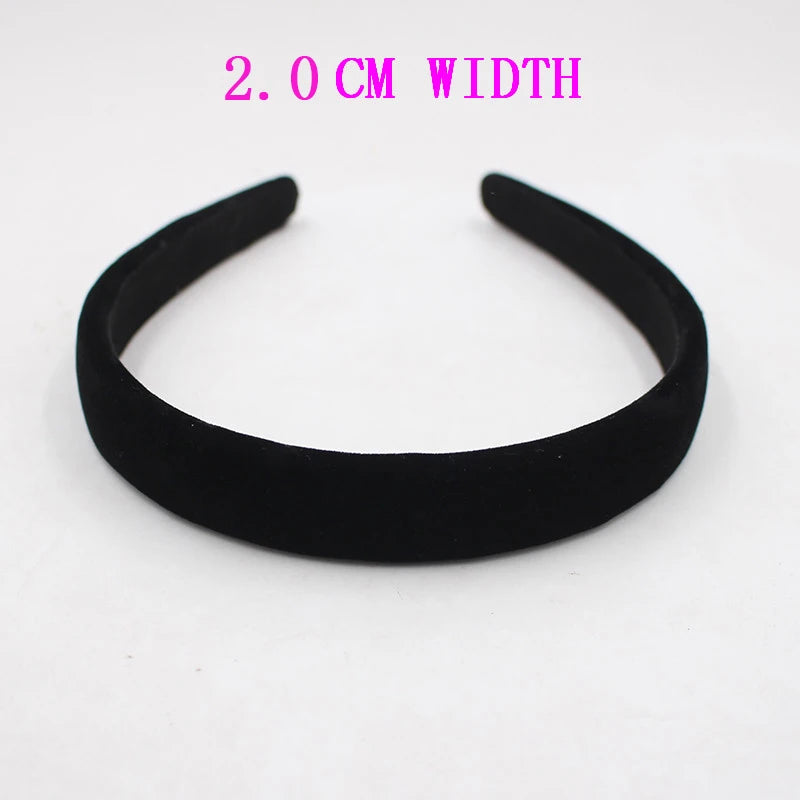 SWINATE Fashion Women Basic Black Velvet Hairband Double Size Headband Stretch Hair Hoop Simple Plain Style Easy For Wearing