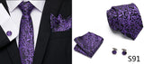 Luxury Tie Handkerchief Pocket Squares Cufflink Set Necktie For Men Blue Red Clothing Accessories