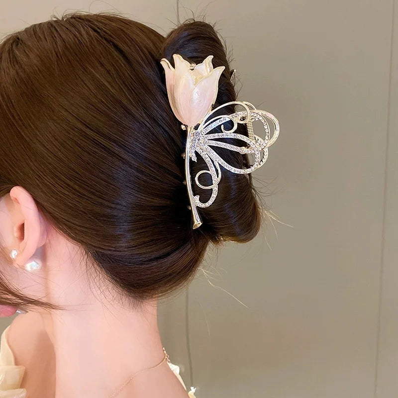 New Sweet Flower Durian Hair Claw Clip Ponytail Grab Hair Clips Shark Clip Woman Hairpins For Girl Hair Accessories Headdress