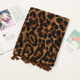Fashion Printed Leopard Scarf Female Spring Muslim Women Hijab Scarves Tassel Large Size Headband Handkerchief Women's Bandana