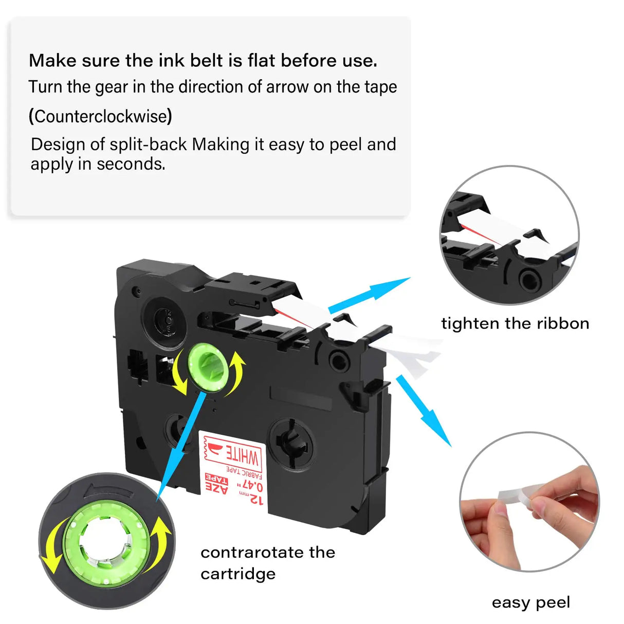 Fabric Iron On Clothing Label Tape Compatible for Brother P-Touch TZe-FA231 Black on White for PT-P750W PT-H110 PT-D210 PT-D600