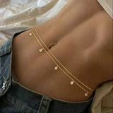 Waist Accessory Fashionable and Personalized Round Bead Chain Twisted Chain Double-layer Women's Waist Chain New Body Chain