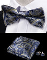 3pcs Bow Tie For MenBowtie Handkerchief Cufflinks Set For Shirts Fit Business Wedding Butterfly Paisley Pocket Square Bowtie Man