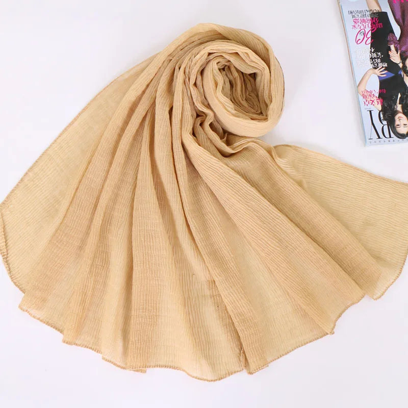 Autumn New Voile Scarf For Women Girls Solid Color Cotton Sunscreen Scarves Summer Soft Foulard Viscose Female Wrap Shawls