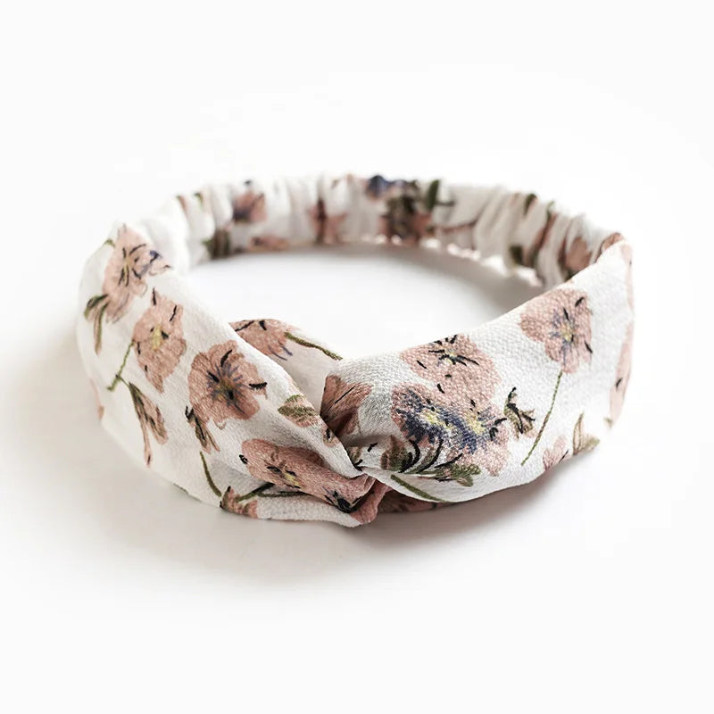 Fashion WomenFloral Headband Hair Accessories Leopard Cross Knotted Bow Chiffon Hair Band Girls Headdress Ladies Hoop Headwear