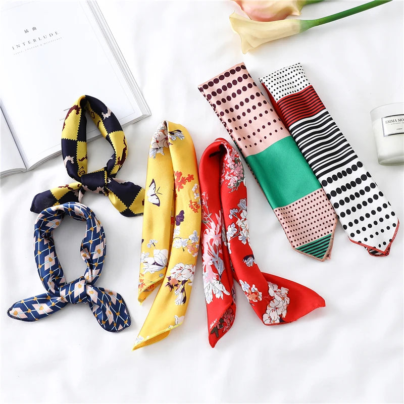 Small Silk Square Scarf For Women Fashion Print Office Lady Neck Scarves Foulard Hair Band Girl Handkerchief 2022 Designer