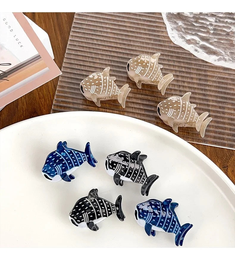 Muweordy Blue Whale Hair Claw Acetate Hair Clips For Women Popular Hair Catches Animal Hair Clip Cute Sea Creature Claw Clips