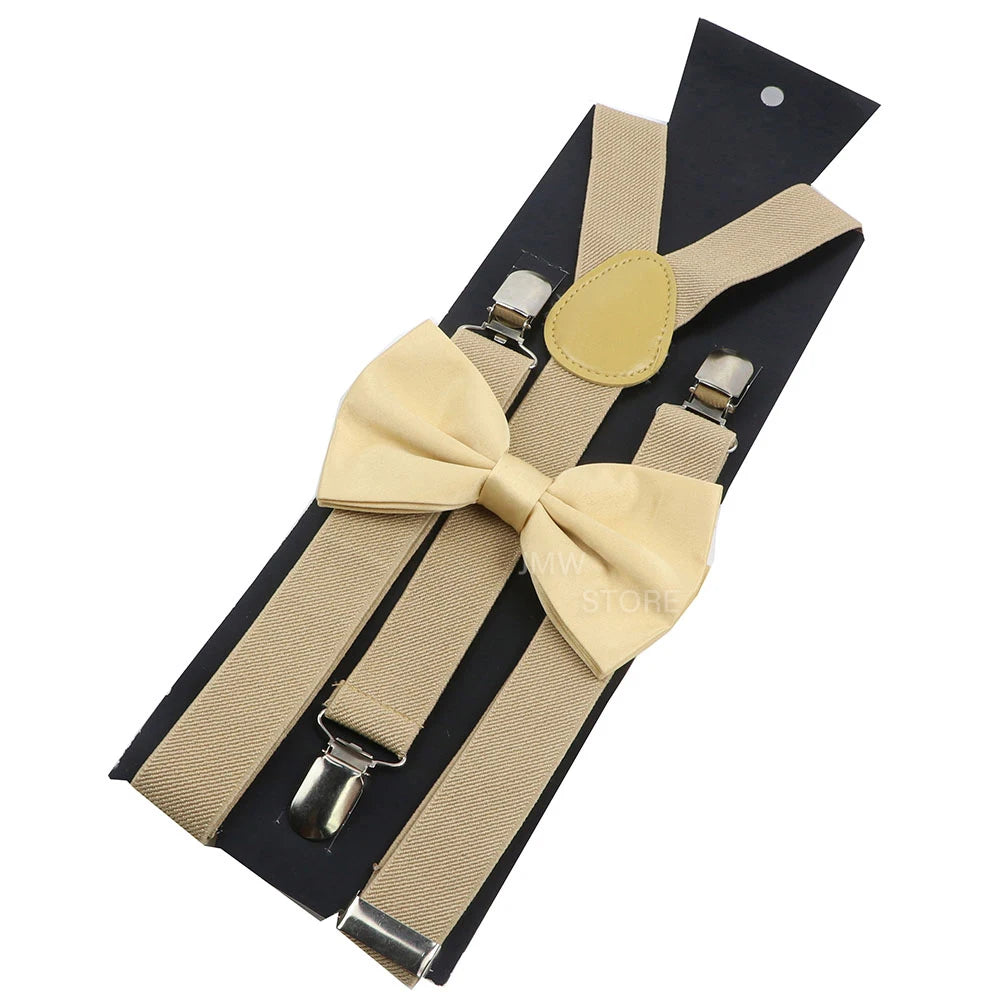 Elastic Leather Suspenders Bowtie Set Braces Men Women Sage Green Adjustable Braces Straps For Wedding Y-Back Shirt Accessories