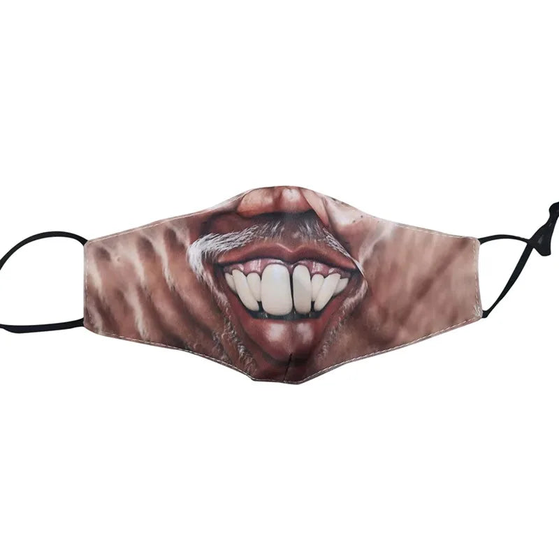 Halloween Adults Mouth Masks Funny Printed Cotton Blend Facial Expressions Washable Mascaras Face Shield Masque Facial Masks