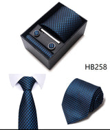 Tie For Men Brand New Style Wedding Gift Tie Pocket Squares Set Necktie Box Men Black Suit Accessories