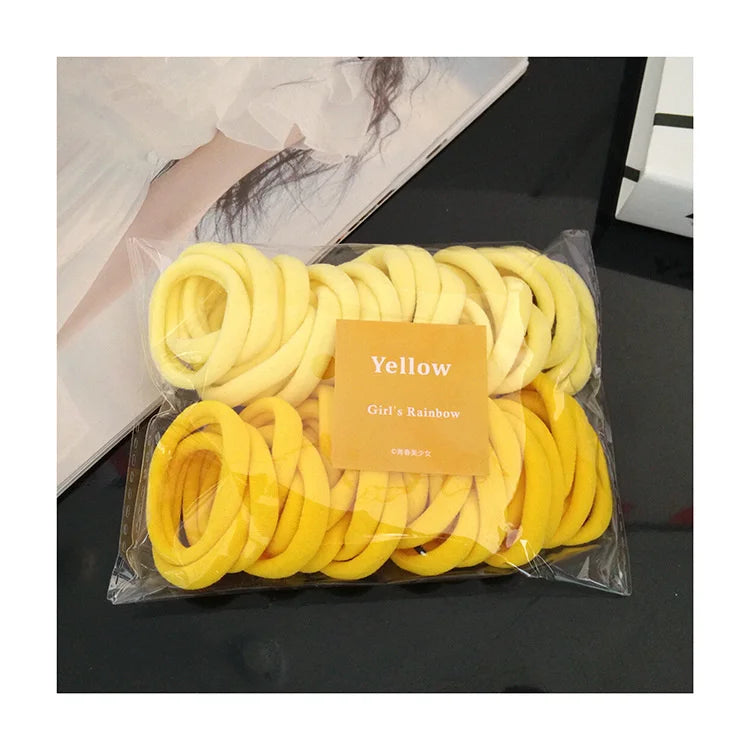 50PCS/Set Women Girls 4CM 2CM Colorful Nylon Elastic Hair Bands Ponytail Holder Rubber Bands Scrunchie Headband Hair Accessories