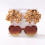 3Pcs/set Cute Solid Kids Dot Hairpin Colorful Heart Sun Glasses Set Girls Boutique Bowknot Hair Clips Children Hair Accessories