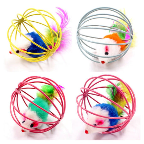 1pc Cat Toy Stick Feather Wand With Bell Mouse Cage Toys Plastic Artificial Colorful Cat Teaser Toy Pet Supplies Random Color