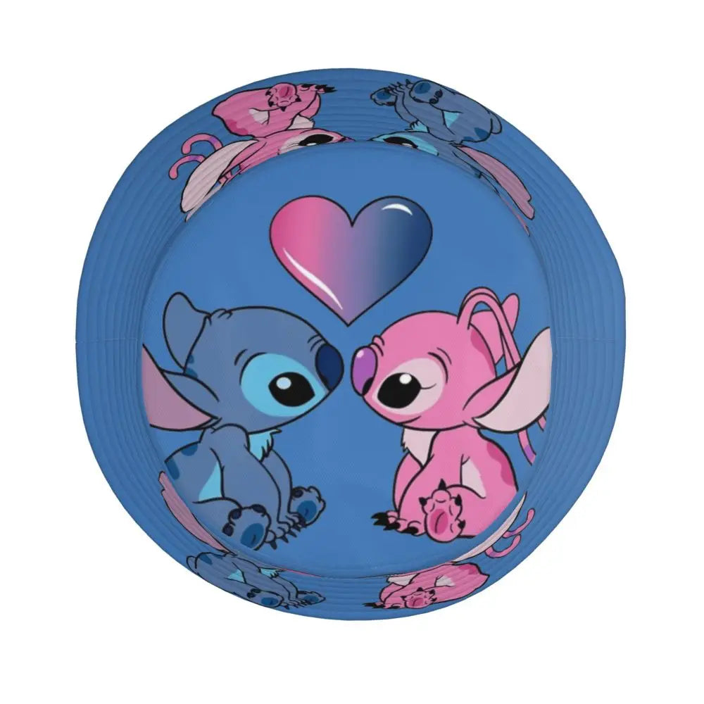 Unisex Kawaii Bucket Hats Funny Stitch Cartoon Accessories Bob Hat For Beach Headwear Lightweight