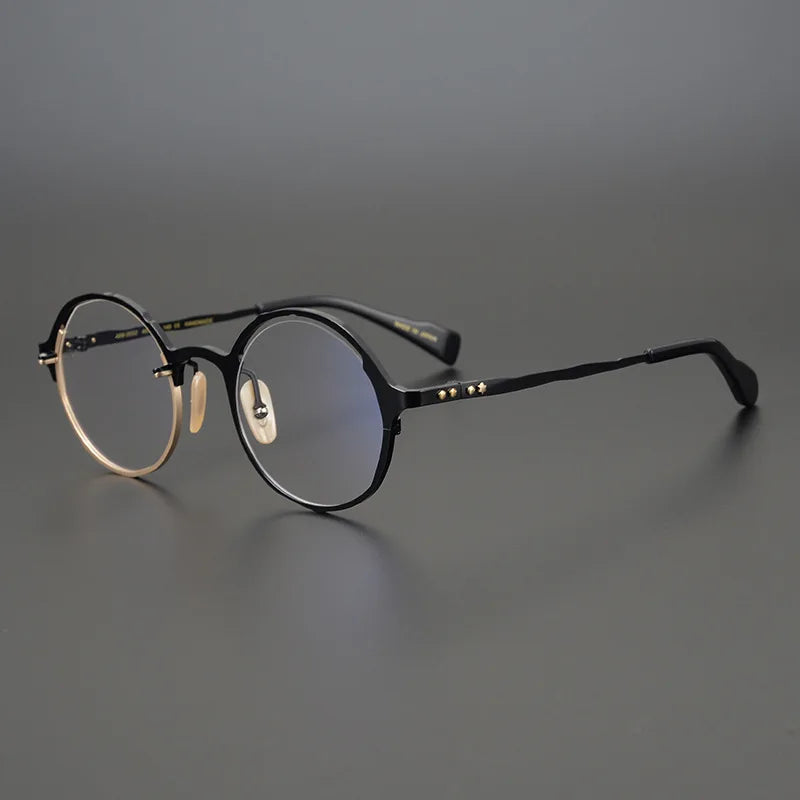 53160 Retro round pure titanium handmade glasses frame men and women irregular high-end optical frames