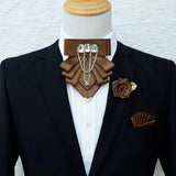 Original Fashion Tassel Rhinestone Bow Tie British Business Banquet Dress Collar Flowers Men's Wedding Bow-tie Brooch 3 Pcs Set