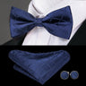 Hi-Tie Brand Silk Pre-tied Men's Bow Tie Hanky Cufflinks Set Bowtie for Male Jacquard Solid Paisley Floral Wedding Business Gift