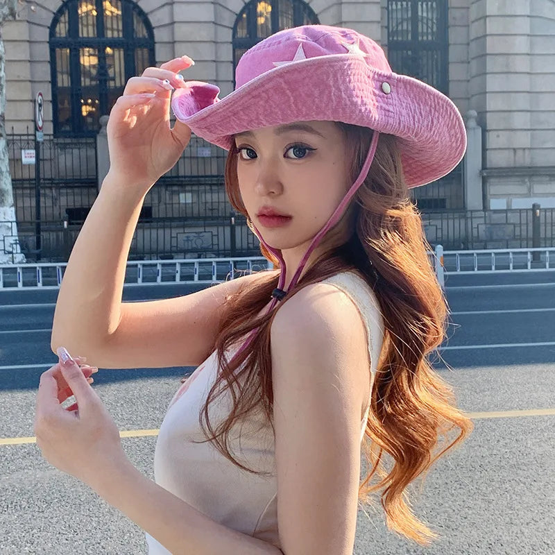 Chapeau de pêcheur rétro style Spice Girls des années 2000, casquette de soleil de cow-boy d'été, casquette de voyage, photo Bob Panama, chapeau de seau de randonnée en plein air pour femmes