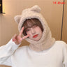 1Pc Cute Bear Ear Hat Scarf Gloves 3-in-1 Winter Warm Hedging Cap Women Windproof Plush Hat Scarf