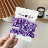3Pcs/Set Silky Hair Scrunchies Ponytail Holders Elastics Hair Ties For Women Silk Satin Solid Color Hair Rope Hair Accessories