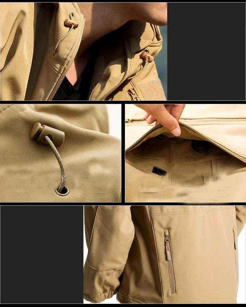 Tactical Winter Set Men's Outdoor Windproof Waterproof Suit Multi-Pocket Soft Shell Hooded Jackets Sharkskin Work Pants