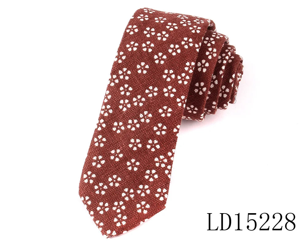 New Designer Print Ties Casual Narrow Necktie Ties for Men Hip-hop Party Floral Cotton Skinny Tie Cravat