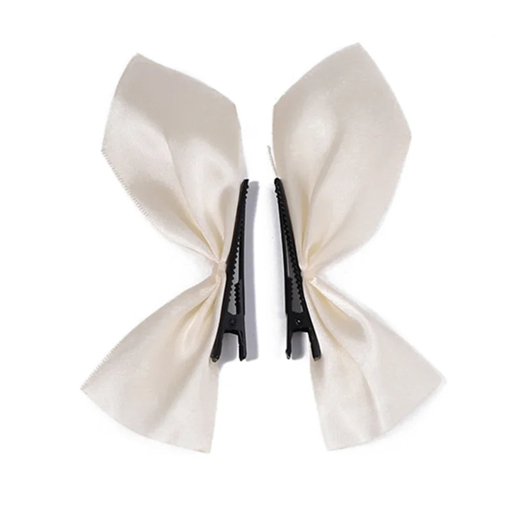 2pcs Black White Ribbon Hair Bows Clips Vintage Bowknot Side Hairpin Cute Girls Barrettes Headdress Hair Accessories for Women