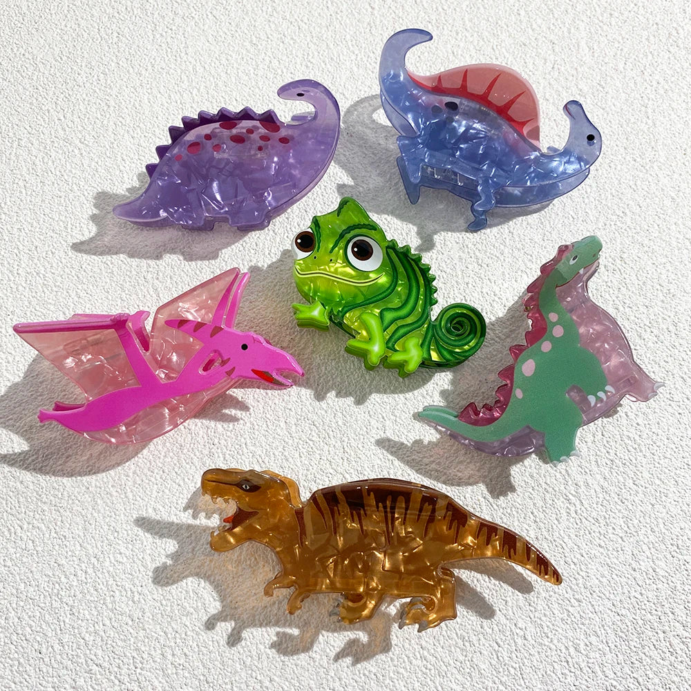 New Design Cartoon Dinosaurs Plastic Hair Clip Claw For Women Girls Fashion Funny Chameleon Ponytail Hairpin Hair Accessories