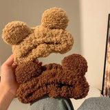 Wide Hairband Headpiece Cute Bear Ears Plush Face Wash Make-up Hair Band Wide Edge Hair Band Headdress