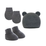 Newborn Hat+Gloves+Socks Set for Baby Boy Girl Cotton Baby Beanie Fall Casual Photography Props Soft Headwear Infant Nightcap