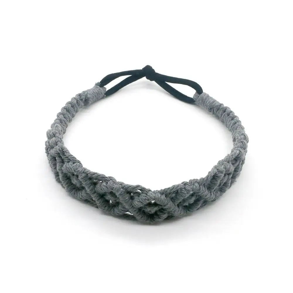 Braided Rope Headwrap Small Daisy Elastic Hair Band Turban Women Hair Scarf Crochet Bandana Macrame Hair Band Bohemian Headband