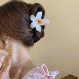 Hot Bohemia Gradient Colorful Acrylic Egg Flowers Hair Claw Clips For Women Beach Forest Style Sweet Headwear New Accessories