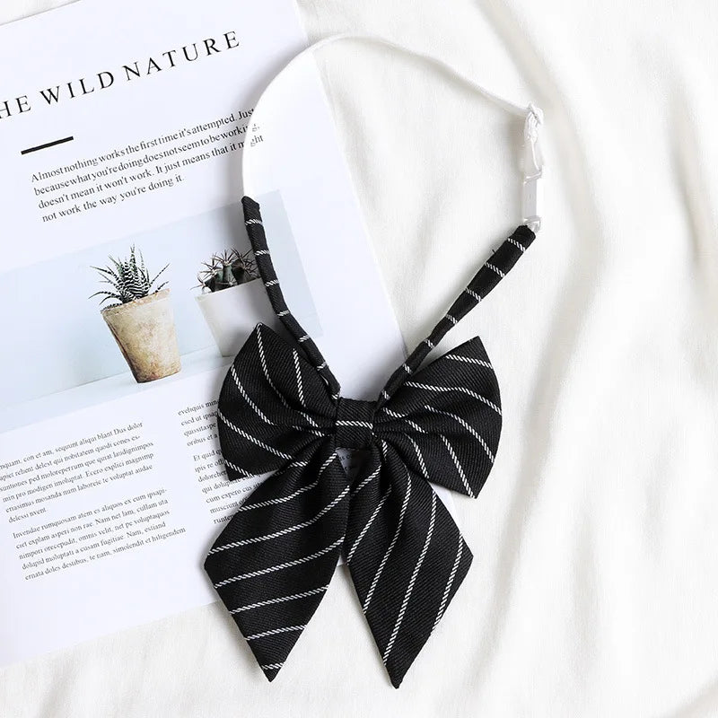 Korean style elegant Ties for men gifts Top clothes accessories Wedding  Black Gray Striped JK Ladies Collar Slim Neck Bow tie