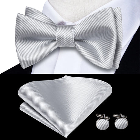 Dropshipping Jacquard Silk Mens Self Bow Tie Hanky Cufflinks Set Male Butterfly Knot Bowtie Wholesale for Male Wedding Business