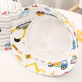 Cute Cartoon Printing Bucket Baby Hat Cotton Breathable Kids Fisherman Hat Infant Toddle Sun Hat with Drawstring for 1-5 Years