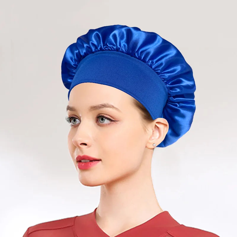 Newly Satin Night Hair Cap Women's Solid Sleeping Hat Sleep Care Bonnet Nightcap For Women Unisex Cap