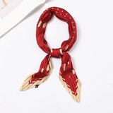 Women Pleated Silk Neck Scarf Fashion Print Pattern Small Bandana Female Headwear Crinkle Travel Neckwear