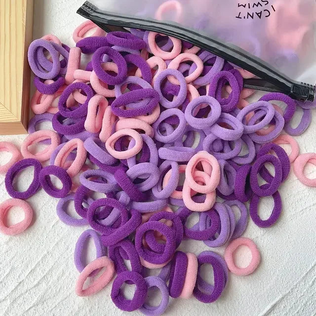 50/100Pcs Colorful Basic Nylon Ealstic Hair Ties for Girls Ponytail Hold Scrunchie Rubber Band Kid Fashion Hair Accessories