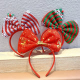 Navidad Bows Elastic Headbands for Adult Children's Hair Accessories Happy Christmas New Year Party Merry  Xmas Headdress Supply