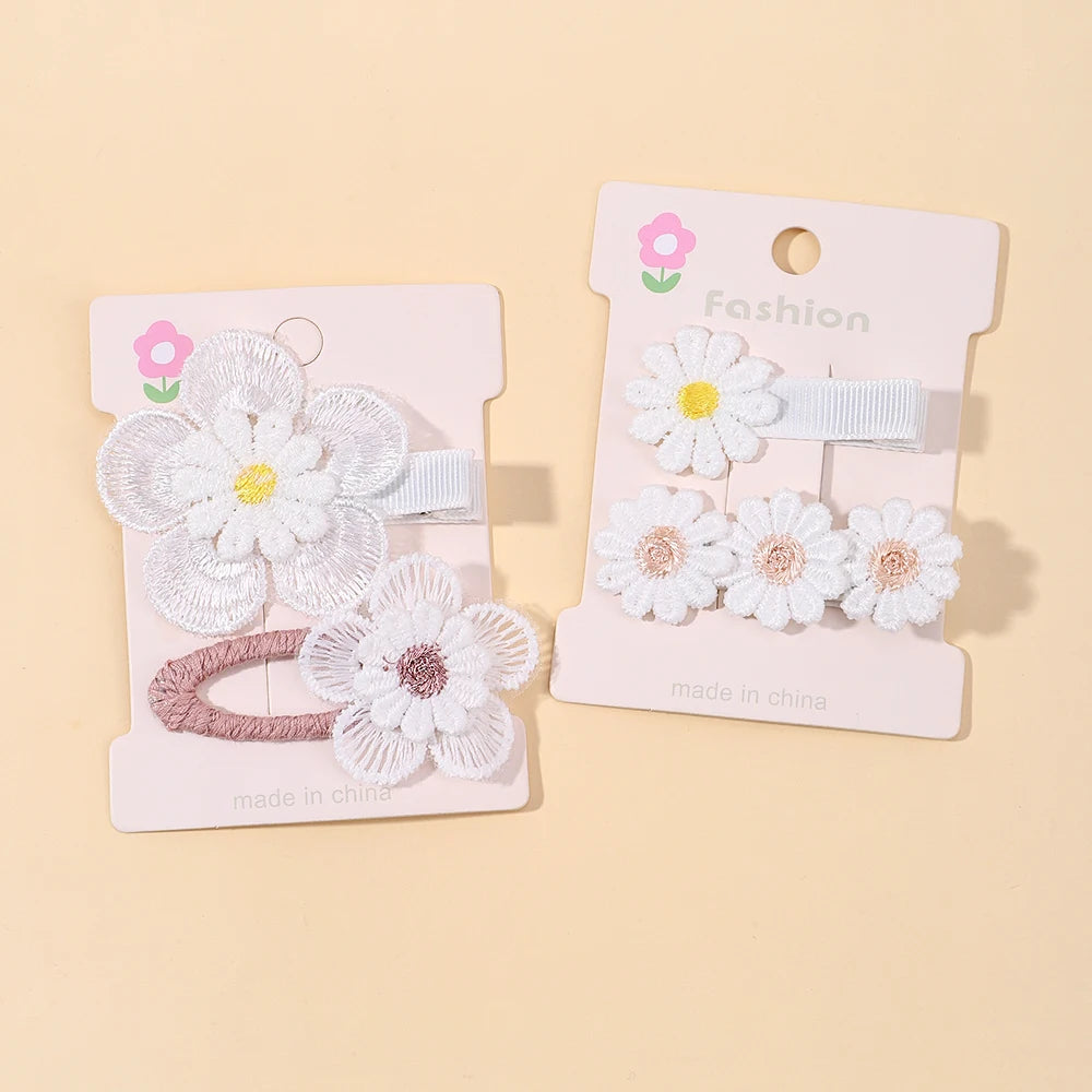 1pcs Ins Daisy Flower Hair Clips Baby Girl Hairpins for Kids Lace White Barette Princess Hooks Infant Accessories Korean