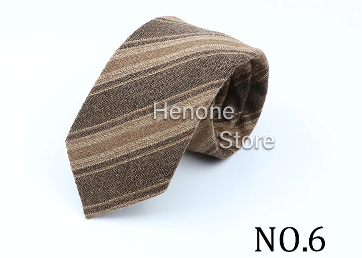 High Quality Mens 7cm Ties Classic Brown Red Striped Plaid Cotton Handmade Necktie Narrow Skinny Cravat Casual Tie Accessories