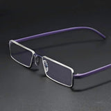 Men Women Metal Blue Light Blocking Reading Glasses with Case TR90 Half Frame HD Prescription Eyewear Presbyopia Diopter
