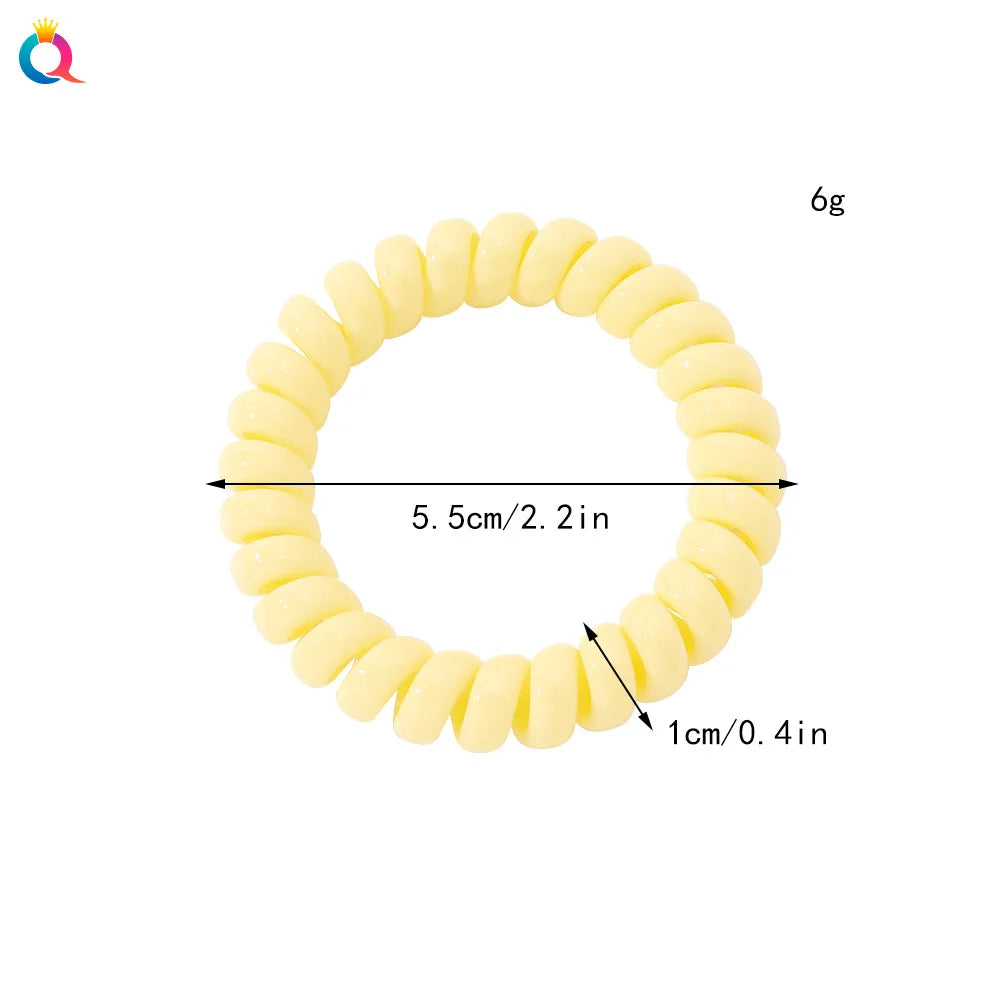 High Elasticity Telephone Coil Hairbands Women Spiral Hair Ties Girls Hair Rings Rope Solid Color Hair Accessories Gum Scrunchy