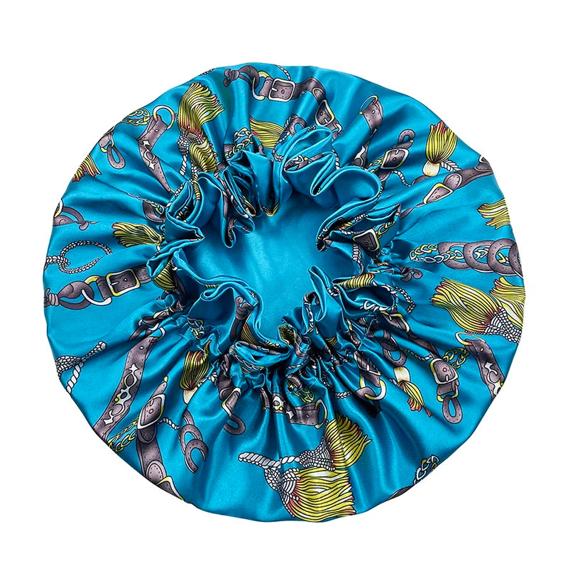 Double Layer Silky Satin Bonnet Women Sleeping Cap Large Reversible Satin Linned Night Sleep Headwrap Hat Hair Wrap Accessories