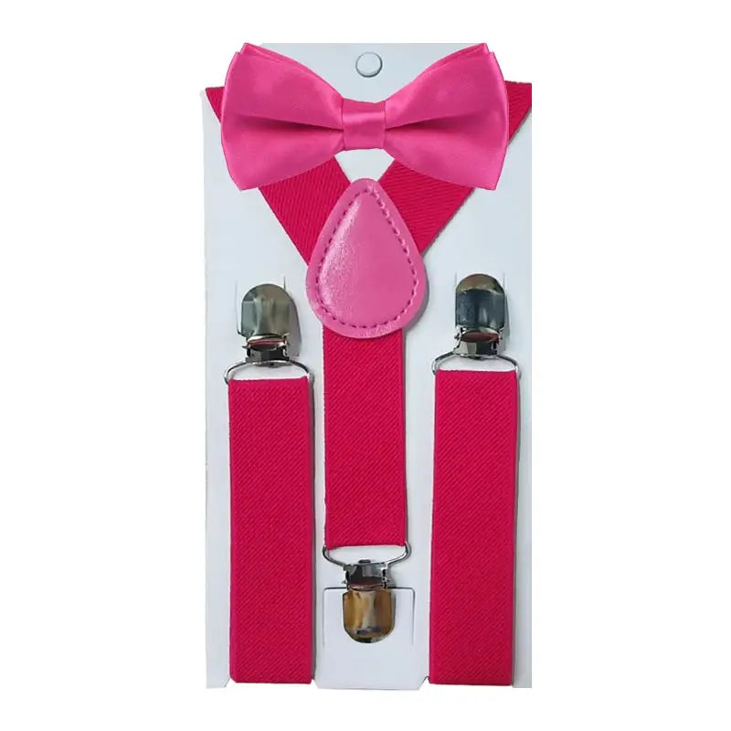 Kids Suspenders For Pants Bowtie Set Matching Tuxedo Suit Boy Girl Childs Adjustable Y-Back Brace Belt Adjustable Bowtie Wedding