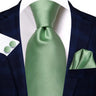 Hi-Tie Green Mint Solid Silk Wedding Tie For Men Handky Cufflink Gift Mens Necktie Fashion Designer Business Party Dropshiping